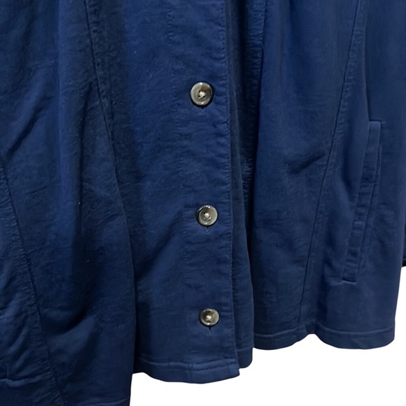 Kim Rogers Navy Blue Button Front Cotton Shirt Jacket Plus Size 2X Shacket - Picture 3 of 5